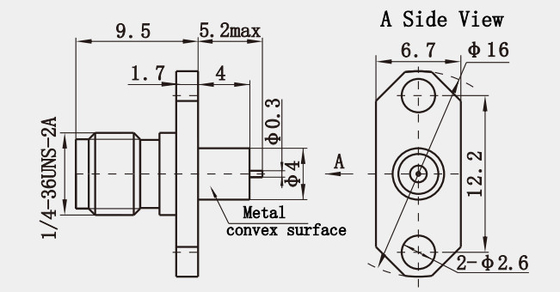 Stainless Steel Material K Type 2.92mm RF Coxial Connector PCB Mount