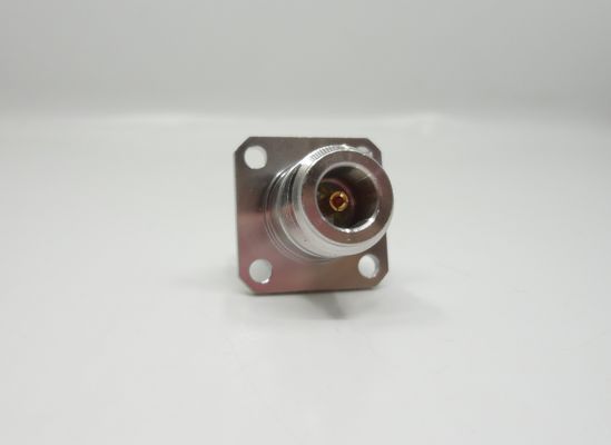 Stainless Steel N Type Straight 4 Hole Flange Mount Female To Female Coaxial Adapters Up To 11GHz