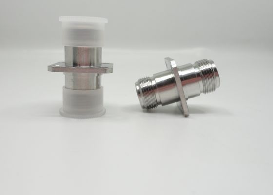 Stainless Steel N Type Straight 4 Hole Flange Mount Female To Female Coaxial Adapters Up To 11GHz