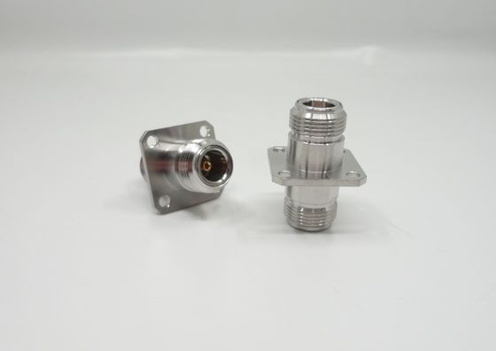Stainless Steel N Type Straight 4 Hole Flange Mount Female To Female Coaxial Adapters Up To 11GHz