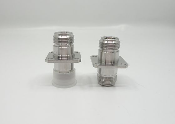 Stainless Steel N Type Straight 4 Hole Flange Mount Female To Female Coaxial Adapters Up To 11GHz