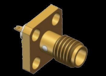 Straight SSMA Female RF Coaxial Connector 4 Hole Flange Mount Microstrip with Solder Cup