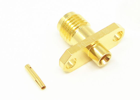 18GHz Female 2 Holes Flange Mount SMA RF Connector Gold Plated 50Ohm for .086 Cable