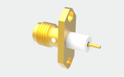 SMA Phụ nữ 2 lỗ Flange Brass RF Coaxial Connector cho ứng dụng Aerosapce