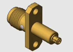Bộ chuyển đổi SMA Female sang Mini SMP SMPM SSMP Female gắn mặt bích 2 lỗ DC-18GHz tần số cao với 500V DWV