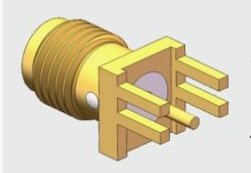 50 Ohm vàng mạ thẳng SMA nữ 4 chân thông qua lỗ Solder Connector tần số lên đến 18 GHz