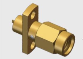 18GHz 2 Hole Flange Mount Đồng hợp kim vàng mạ SSMA RF Connector Plug nam với bề mặt hình tròn kim loại & Screw Sleeve / Barrel cho viễn thông