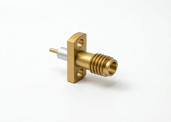 50Ω SSMA RF Connector Female Jack. 18 GHz PTFE cách điện cong, 2 lỗ gắn sườn.
