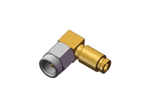 Đầu nối cáp đồng trục RF SMA Mini góc vuông đầu đực 50Ω 18GHz SSMA với đầu dẫn mạ vàng