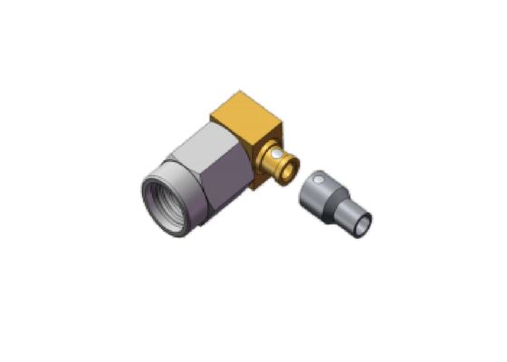 Đầu nối RF Mini SMA đực góc vuông 50Ω 3GHz với cáp linh hoạt đa lõi