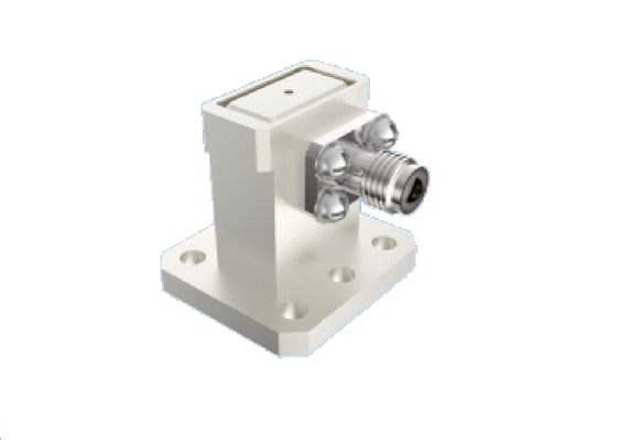50Ω 15GHz~22GHz WR 51/BJ180 Đường dẫn sóng đến 2.92mm Adapter Ku/K Band Right Angle Structure Aerospace RF Connectors with Low VSWR & Low Insertion Loss