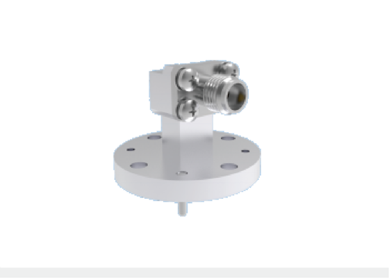 WR22 BJ400 Ống dẫn sóng góc phải sang Bộ chuyển đổi đồng trục 2,4mm Mặt bích tròn 4 lỗ 23,9GHz-50,1GHz Các thành phần ống dẫn sóng hàng không vũ trụ băng tần Ka