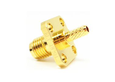 Đầu nối SMA RF 50Ohm Nữ Phụ kiện hàn 4 lỗ Gắn mặt bích