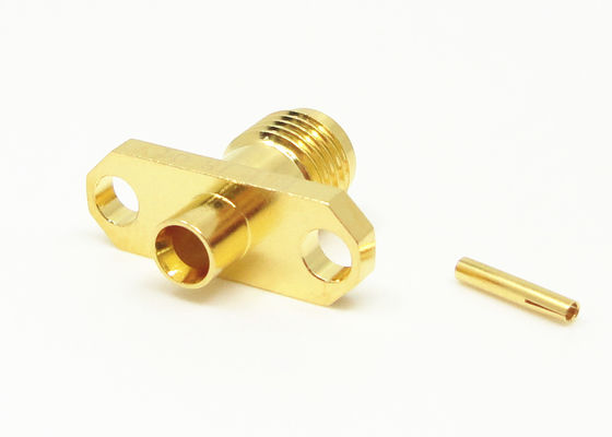 18GHz Phụ nữ 2 lỗ Flange Mount SMA RF Connector Vàng phủ 50Ohm cho cáp.086
