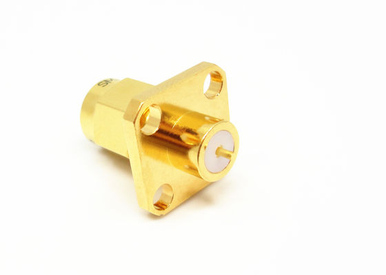 Nữ 18GHz Đồng thau 4 lỗ Đầu nối RF thẳng SMA